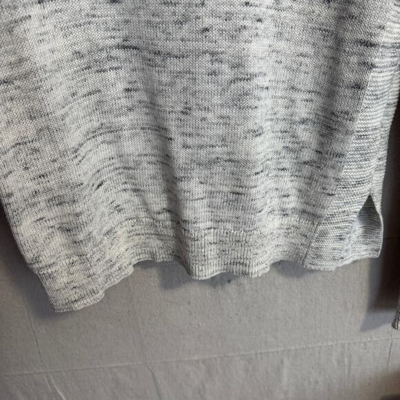 Tahari Sweater Size S Off White Gray 100% Cotton Knit Long Sleeve with Side Slit - Picture 4 of 10